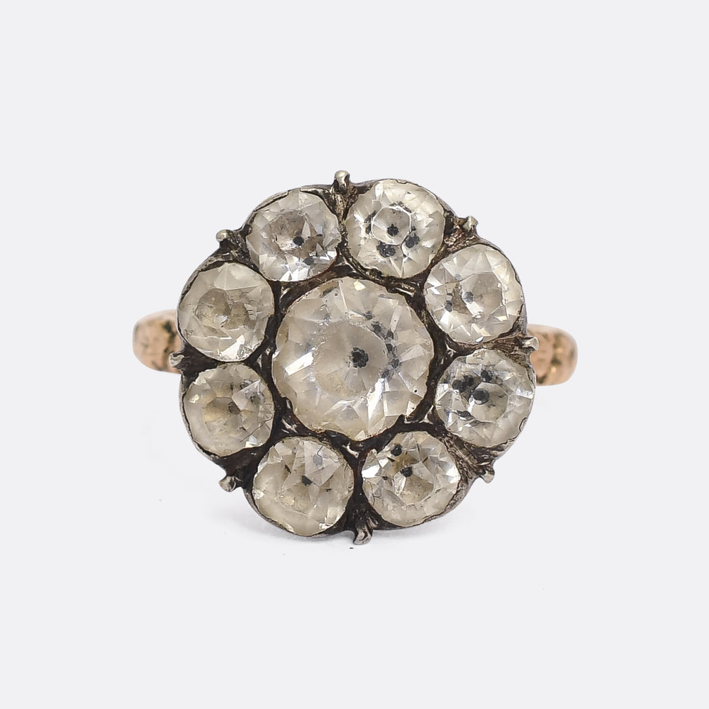 Georgian Black-Dot Paste Flower Ring