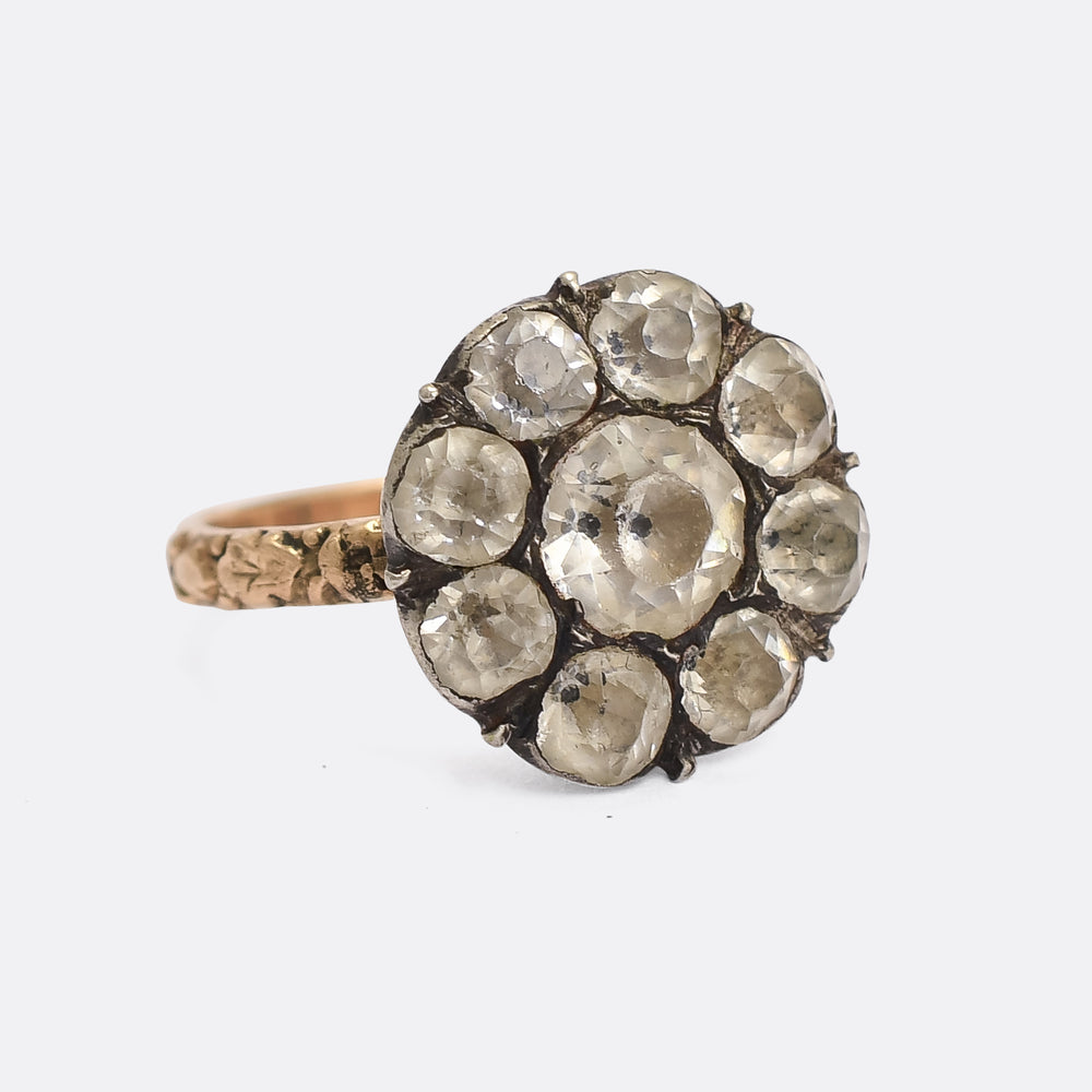 Georgian Black-Dot Paste Flower Ring
