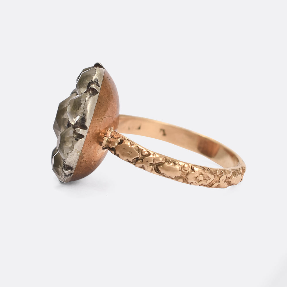 Georgian Black-Dot Paste Flower Ring