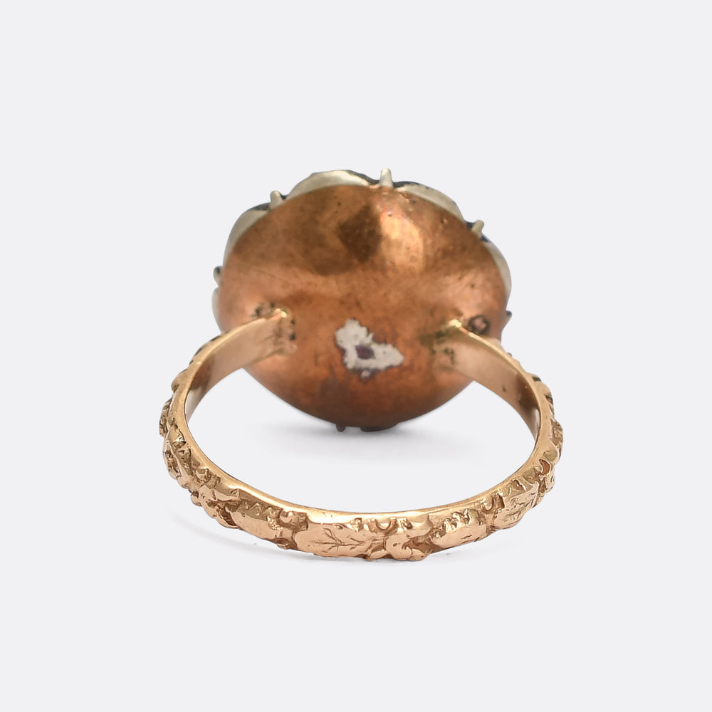 Georgian Black-Dot Paste Flower Ring