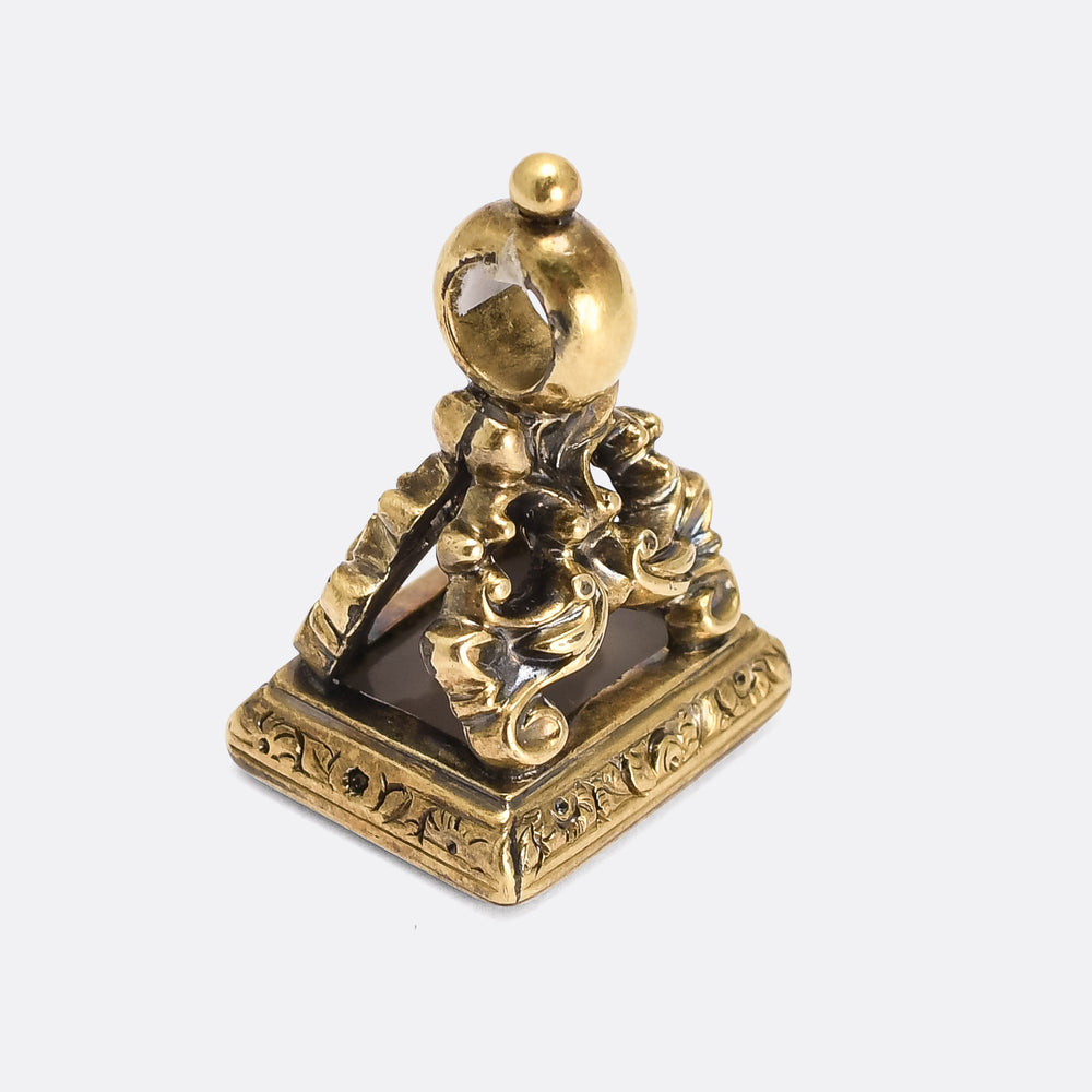 Georgian Chalcedony Dove Of Peace Intaglio Seal Fob Pendant