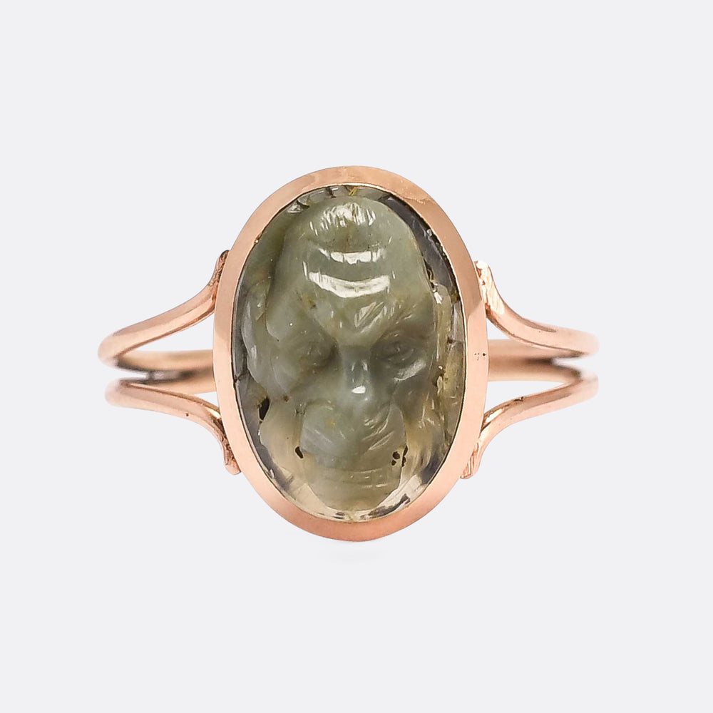 Georgian Chimpanzee Labradorite Cameo Ring