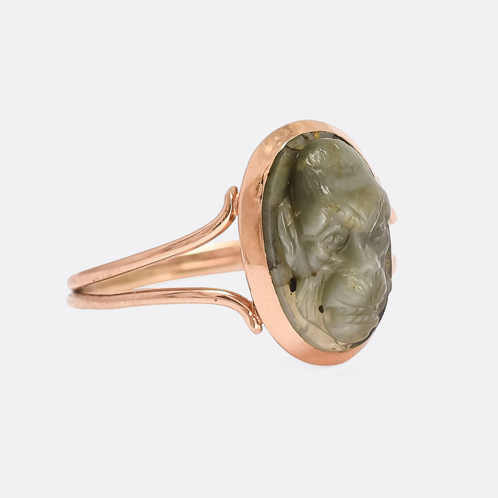Georgian Chimpanzee Labradorite Cameo Ring