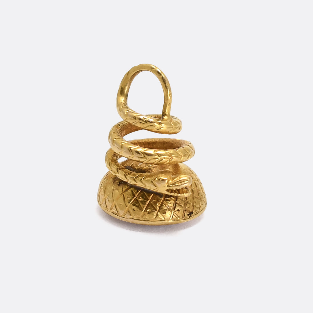 Georgian Coiled Snake Miniature Fob Pendant