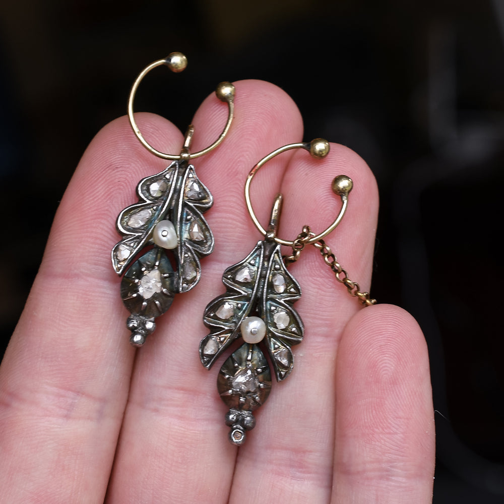 Georgian Diamond & Pearl Cloak Pins