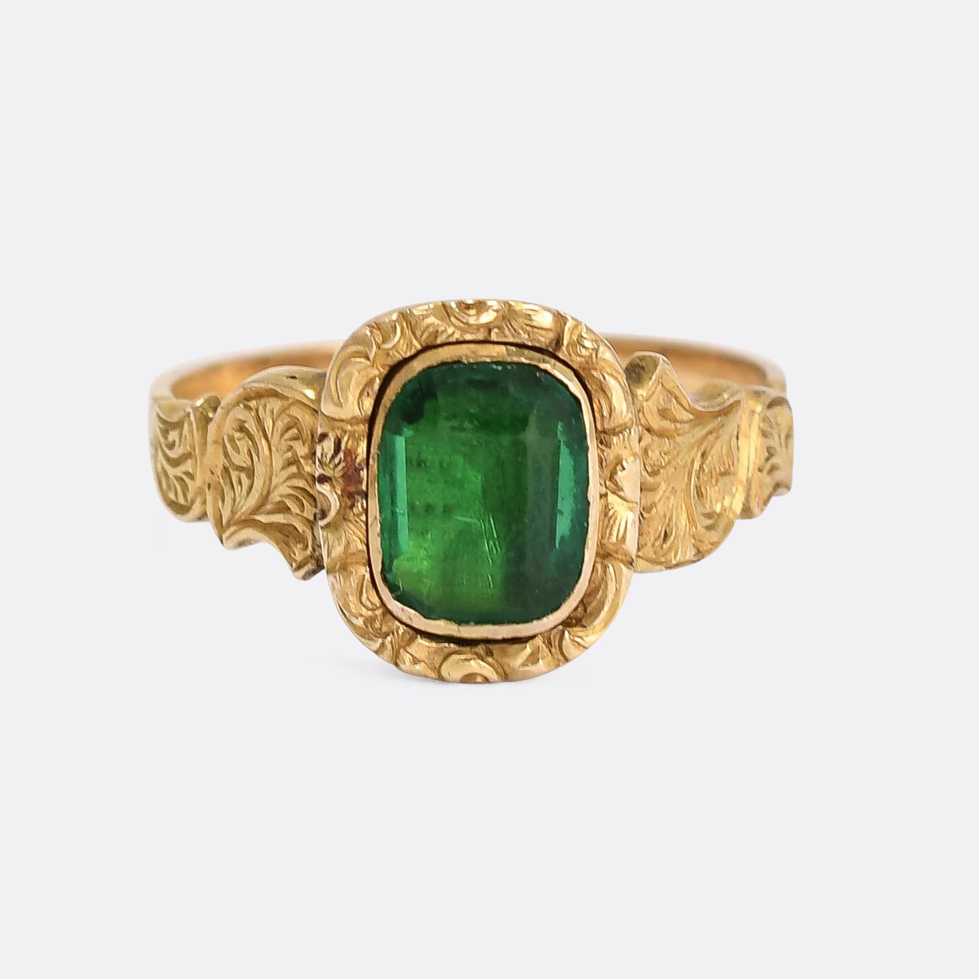 MASOP Stainless Steel Vintage Antique Gemstone Green Emerald Color Stone  Ring for Men and Women Size 8|Amazon.com