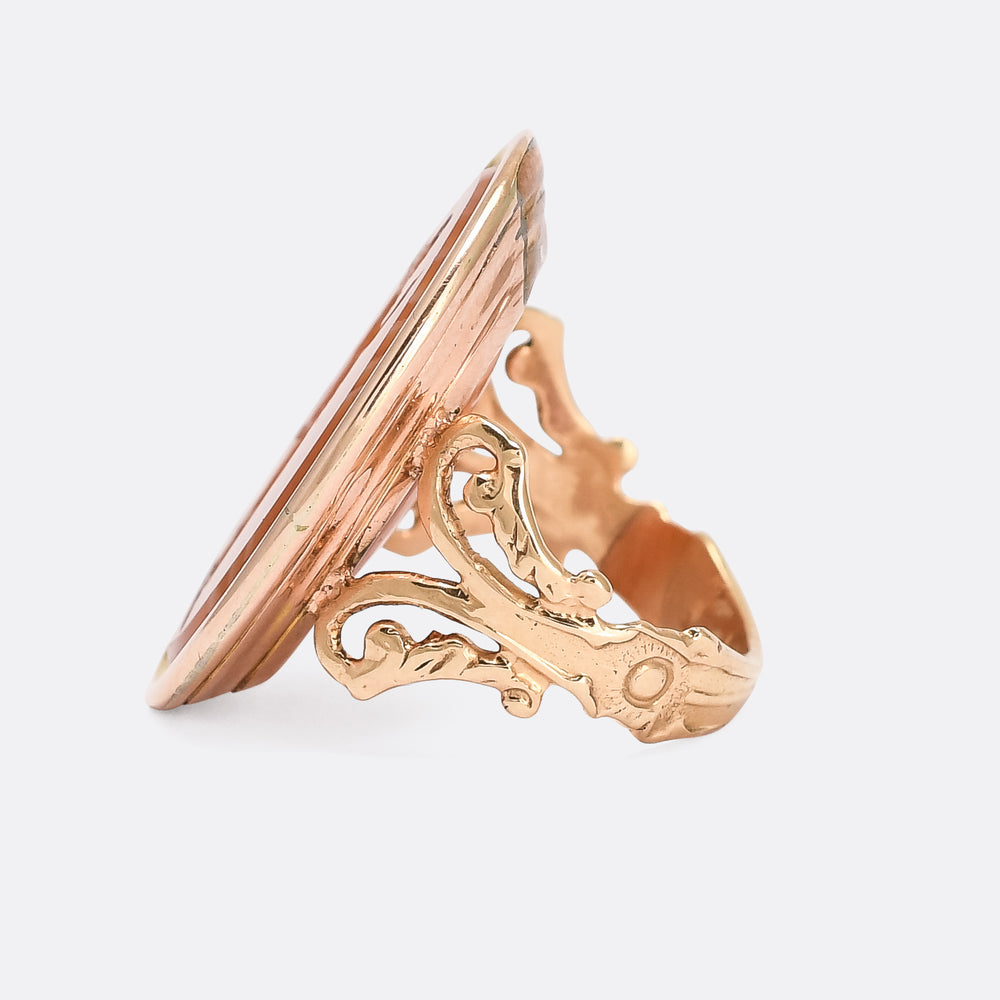 Georgian Laetitia Intaglio Banded Agate Signet Ring