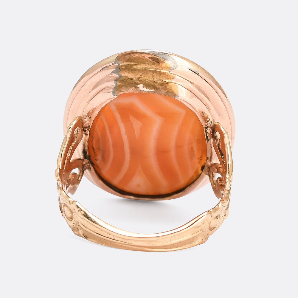 Georgian Laetitia Intaglio Banded Agate Signet Ring