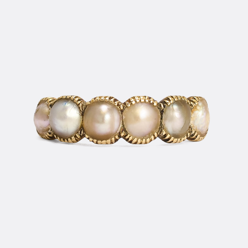 Georgian Natural Pearl Half-Hoop Band