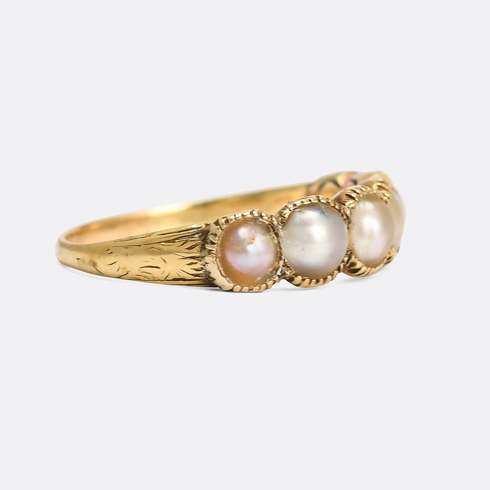 Georgian Natural Pearl Half-Hoop Band