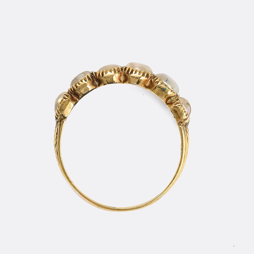Georgian Natural Pearl Half-Hoop Band