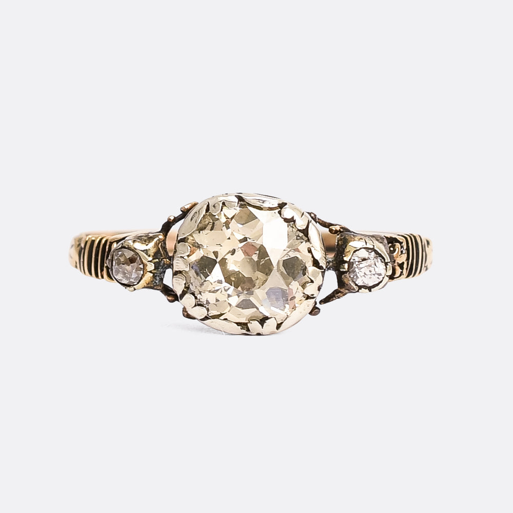 Georgian Old Mine Cut Diamond Solitaire Ring