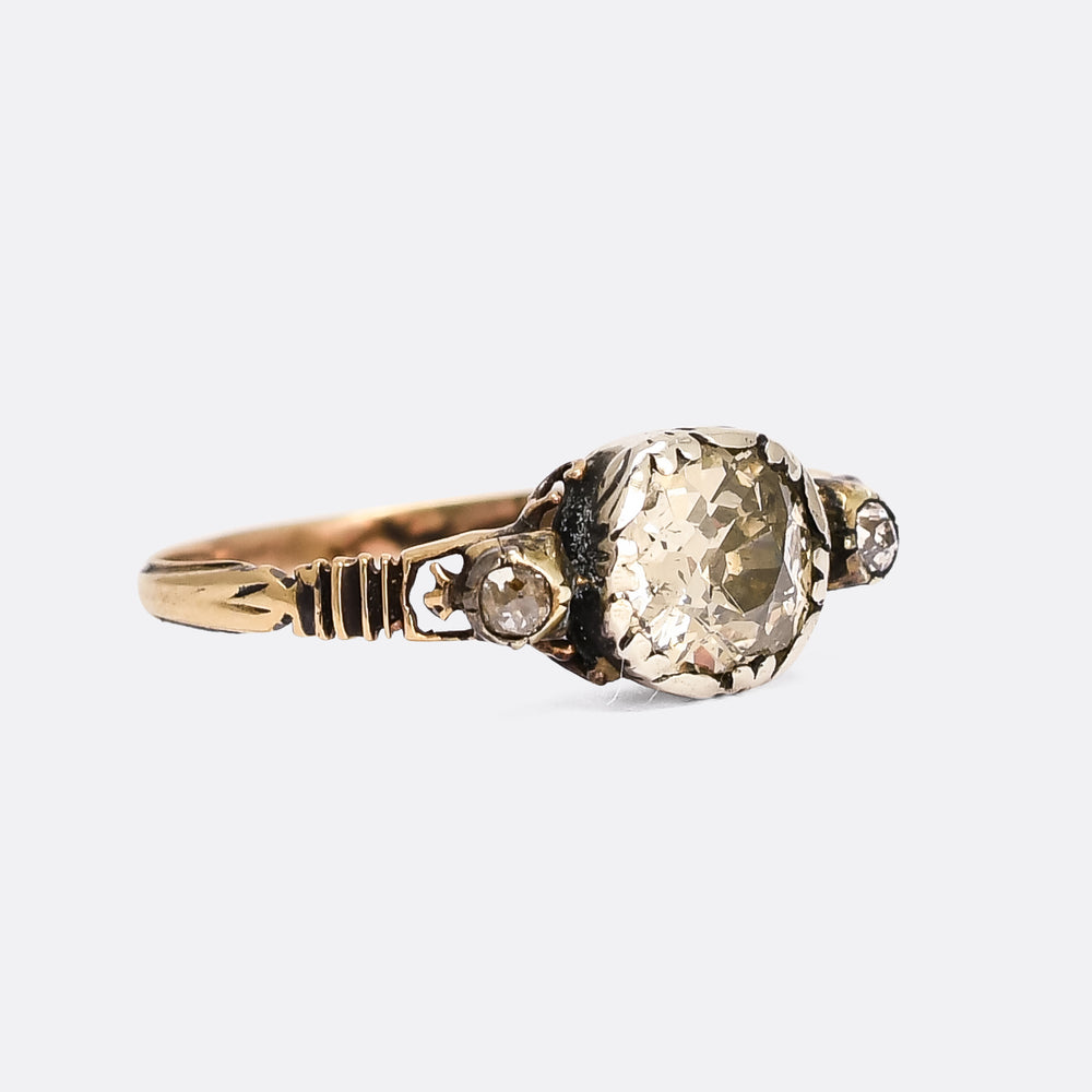 Georgian Old Mine Cut Diamond Solitaire Ring