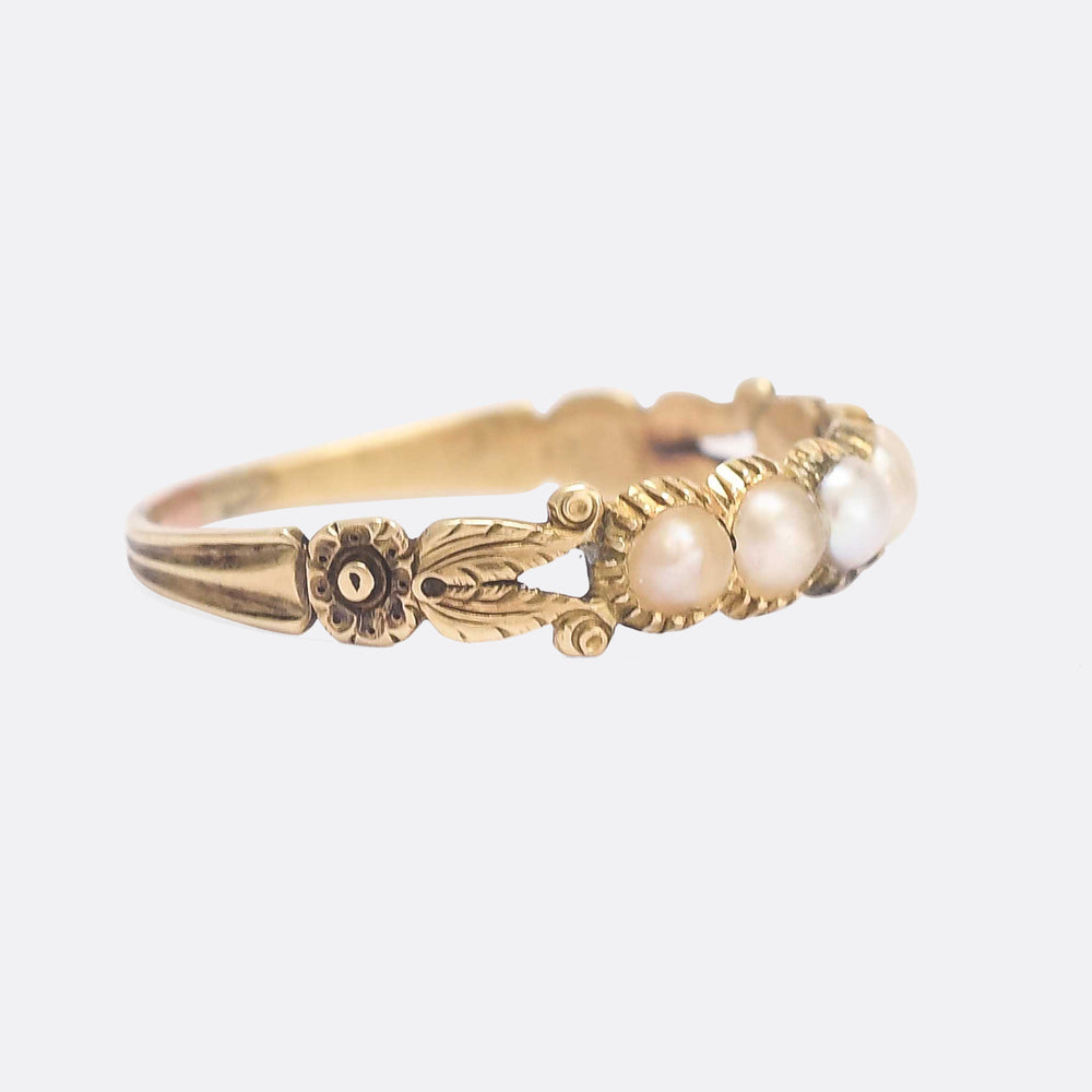Georgian Pearl Half Hoop Eternity Ring