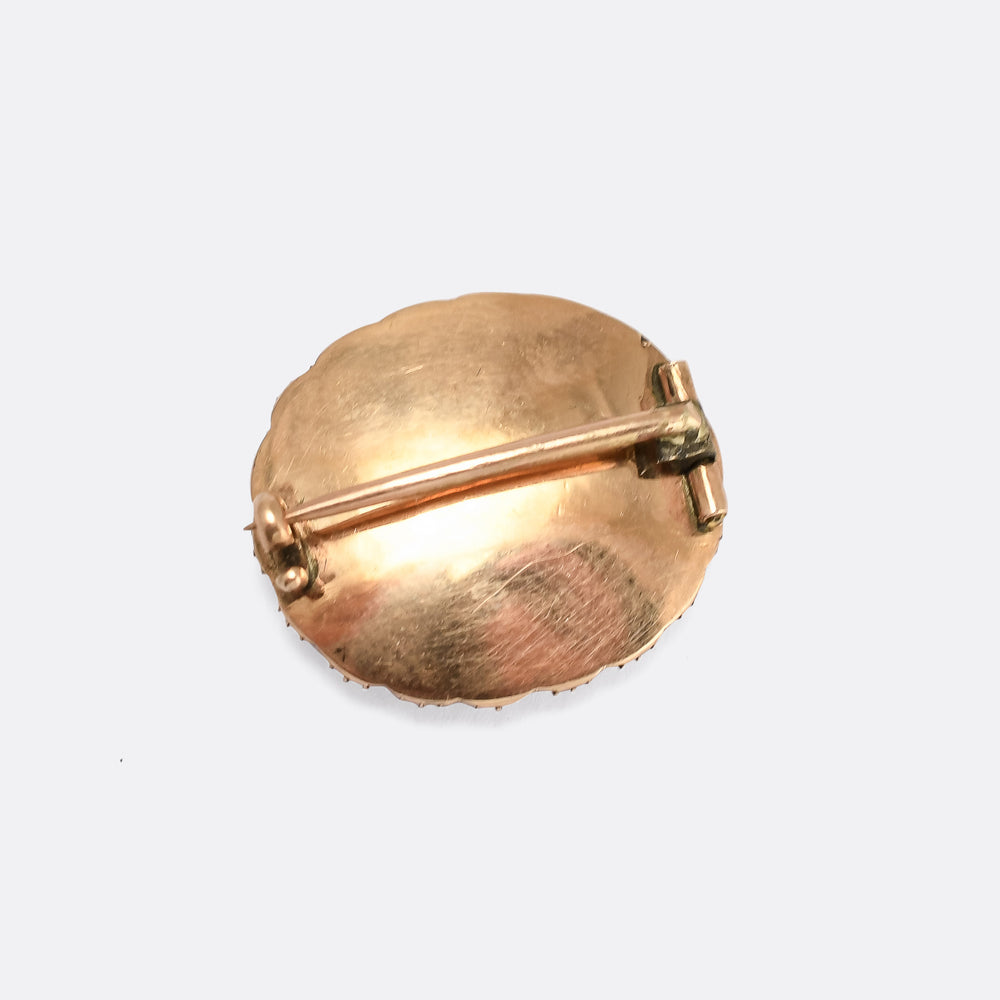 Georgian Pearl & Hair Locket Lace Pin Brooch
