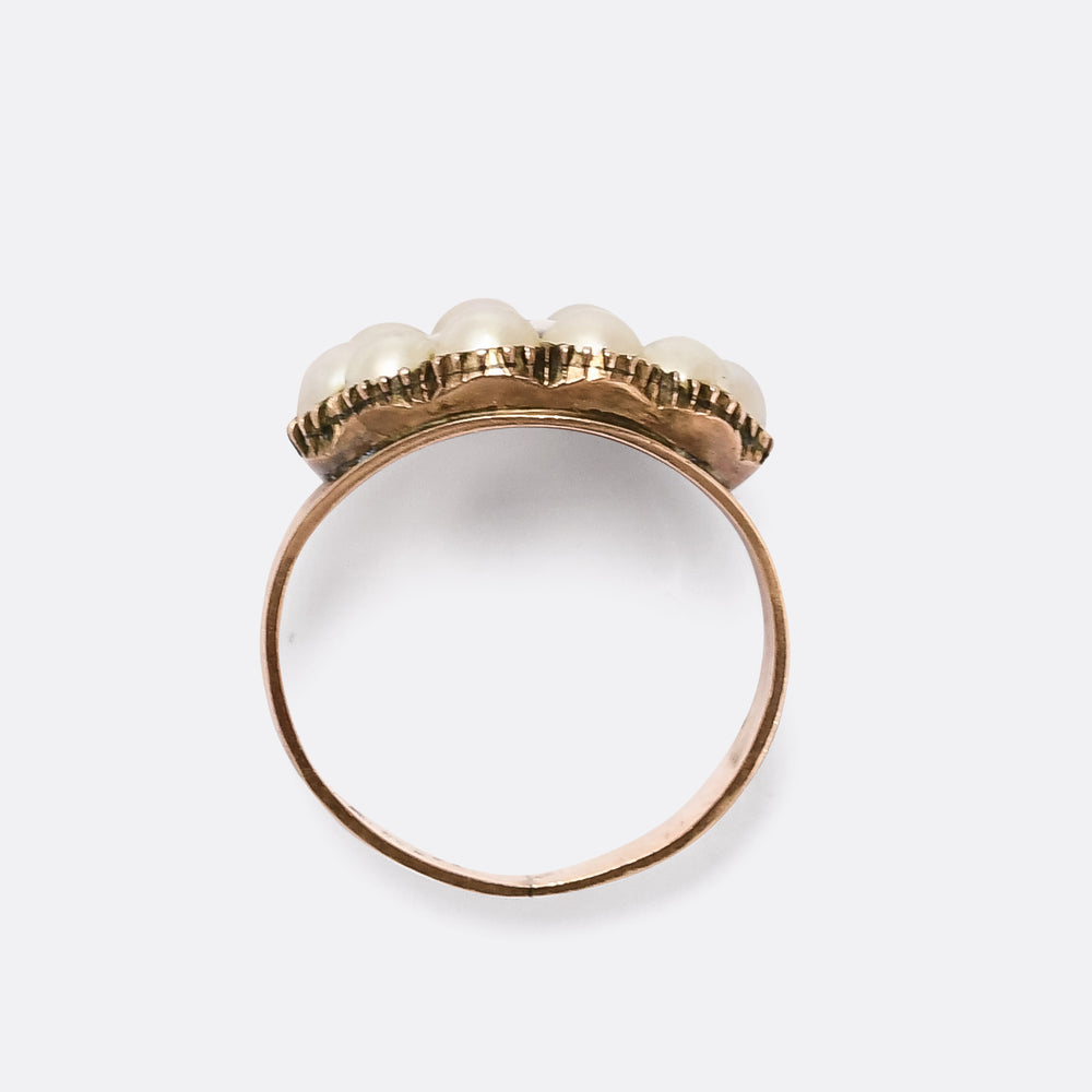 Georgian Pearl & Hair Memorial Ring
