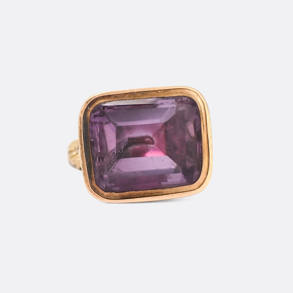 Georgian Turquoise & Amethyst Harp Fob Pendant