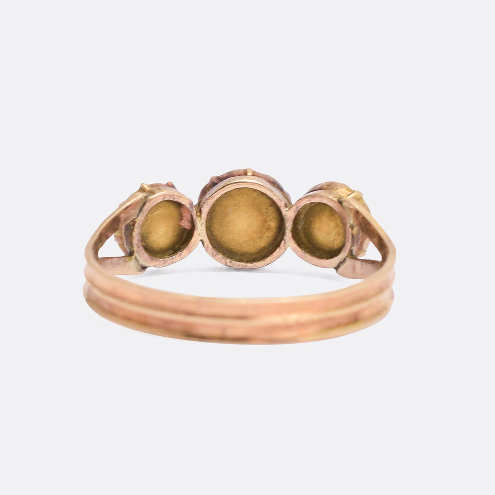 Georgian Flat-Cut Garnet Three-Stone Ring