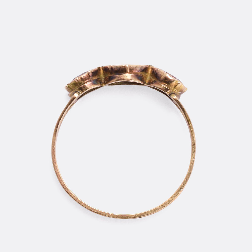 Georgian Flat-Cut Garnet Three-Stone Ring