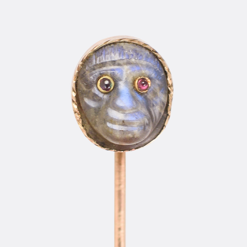 Georgian Labradorite Monkey Head Stick Pin