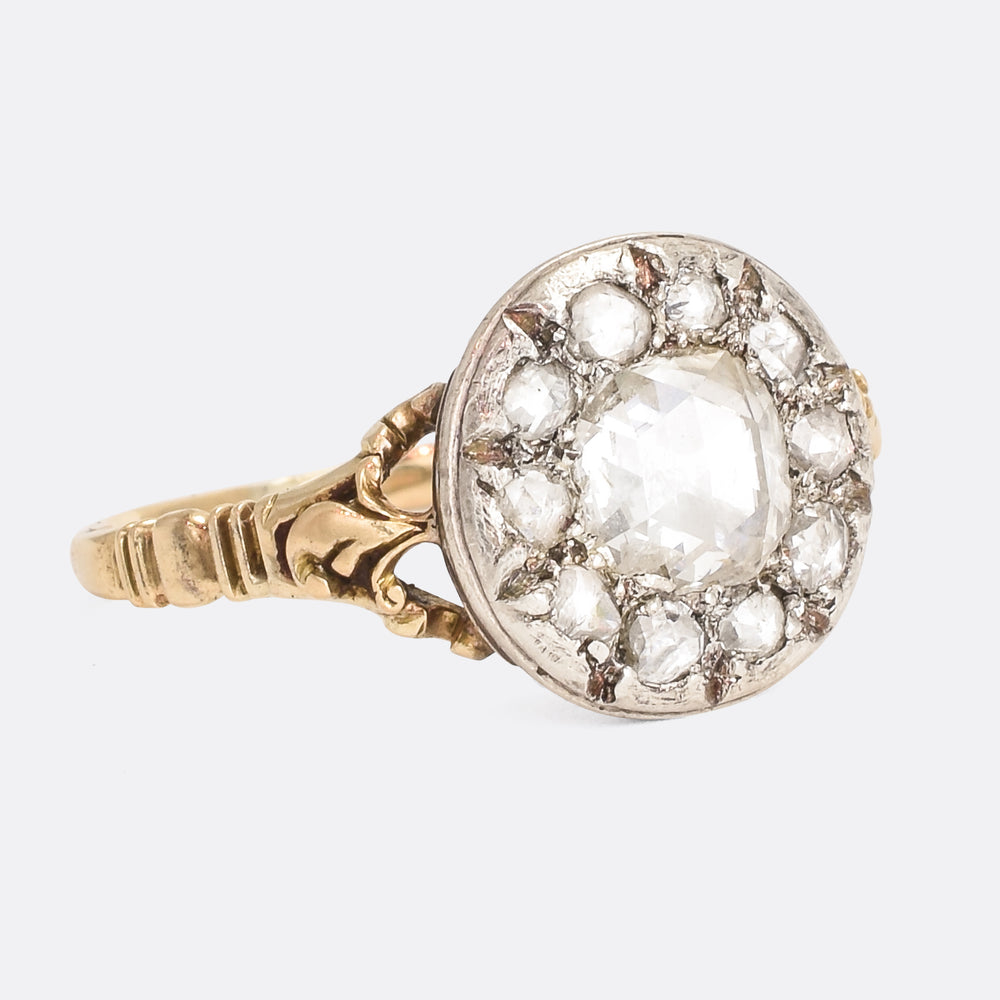 Georgian Rose Cut Diamond Cluster Ring