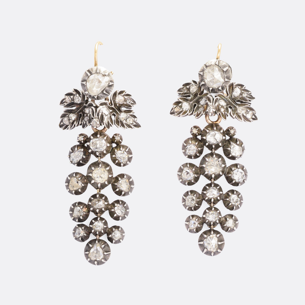 Georgian Rose Cut Diamond Day & Night Earrings