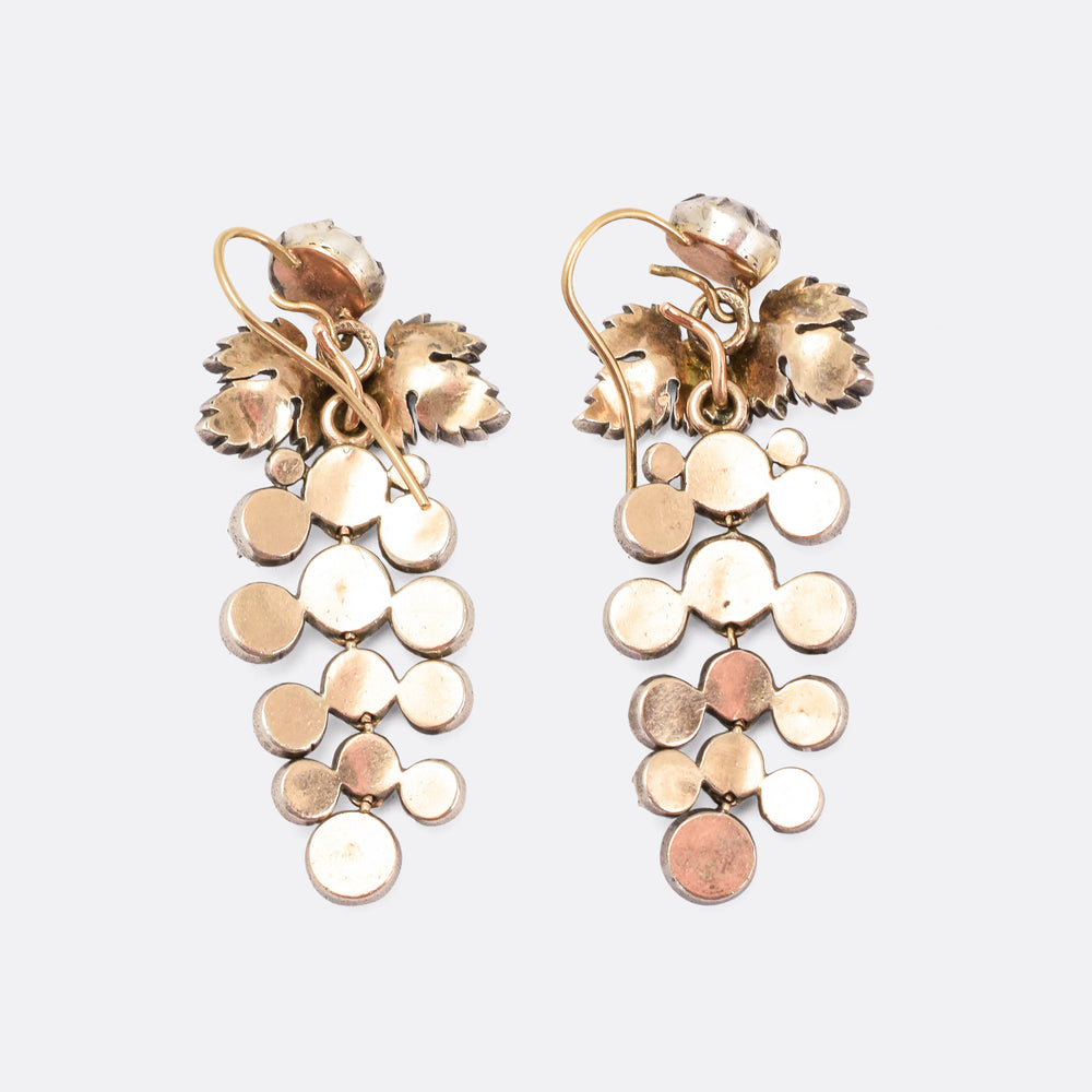 Georgian Rose Cut Diamond Day & Night Earrings