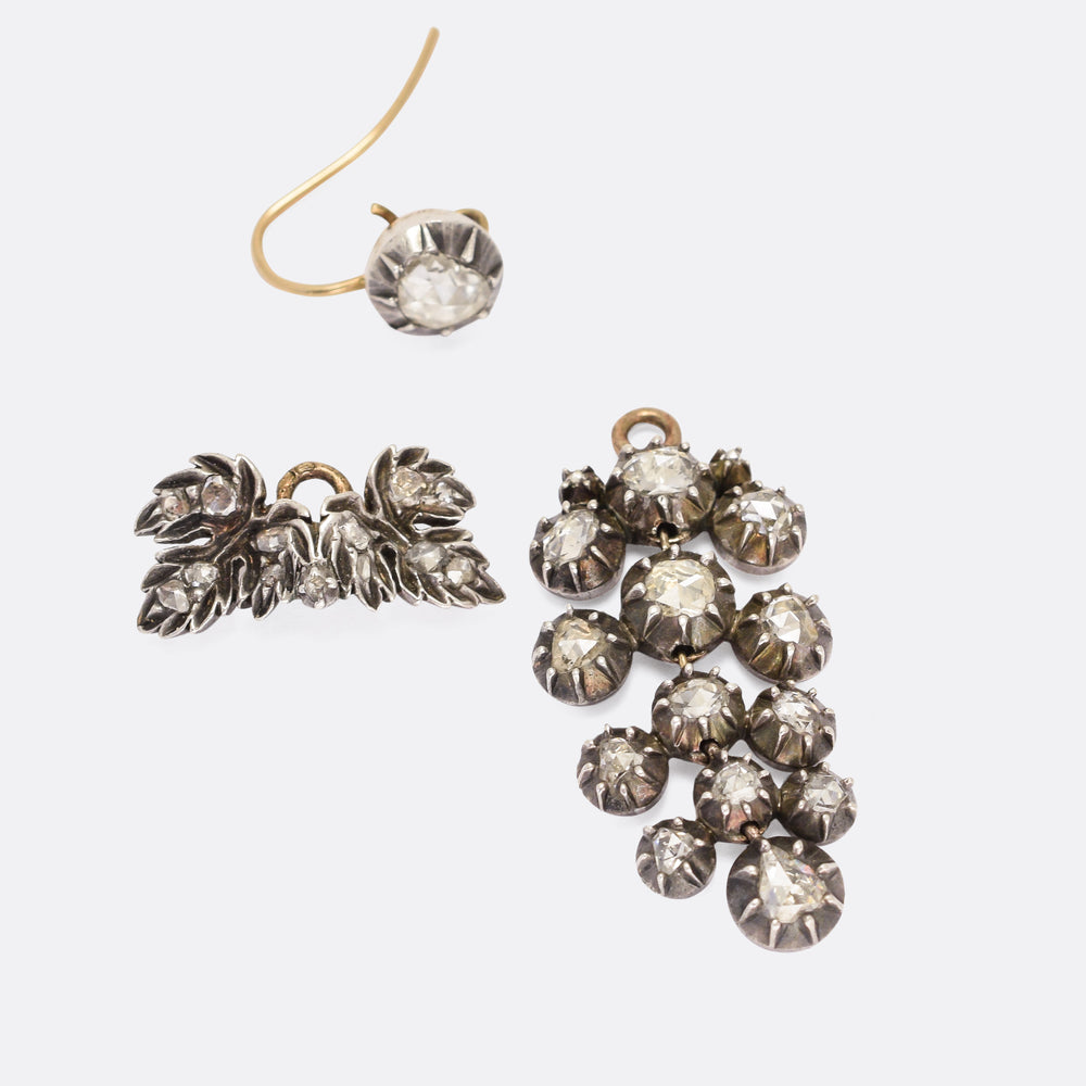 Georgian Rose Cut Diamond Day & Night Earrings
