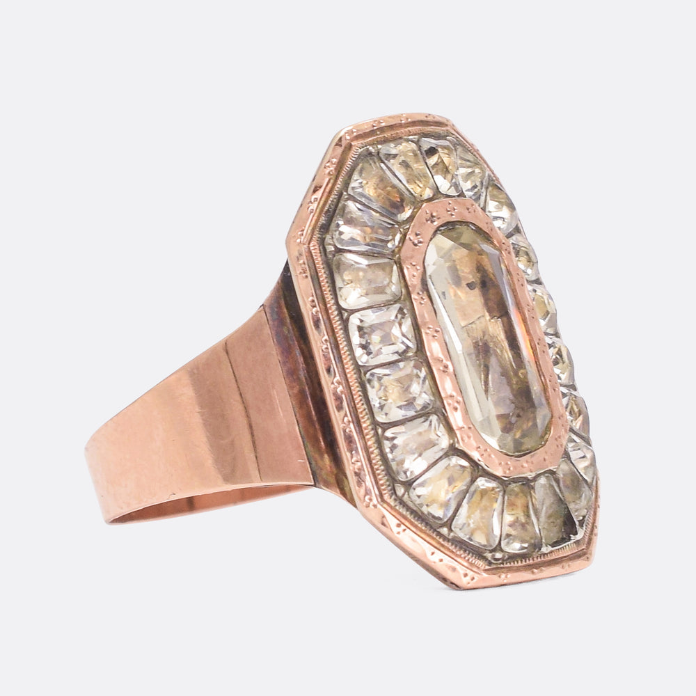 Georgian White Paste Octagon Ring