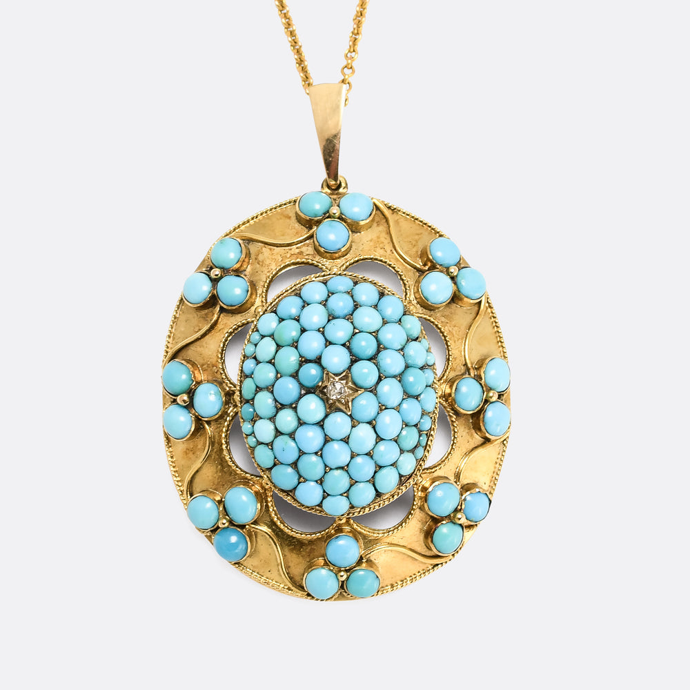 High Victorian Pavé Turquoise Dome Locket