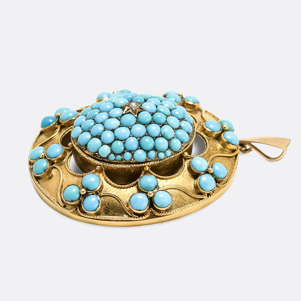High Victorian Pavé Turquoise Dome Locket