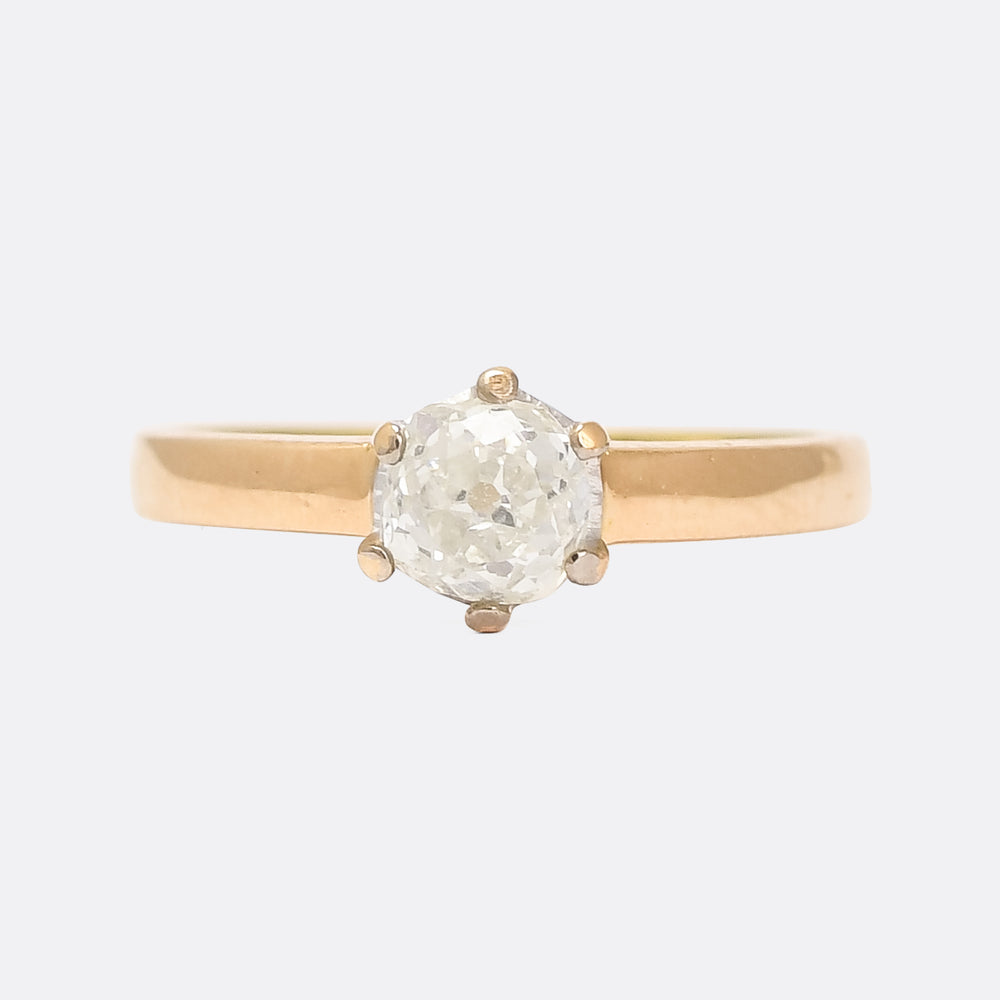Late Victorian 0.78ct Old Mine Cut Diamond Solitaire Ring