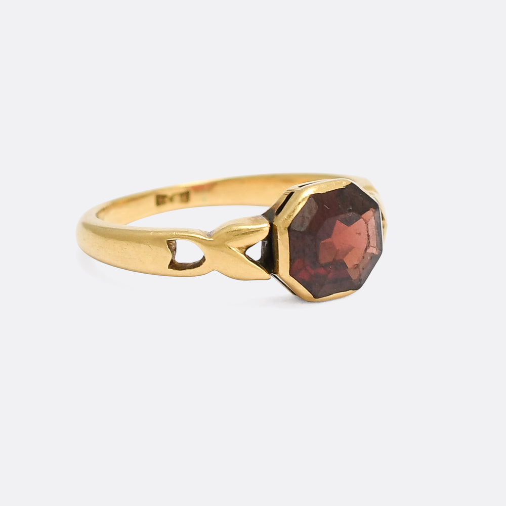 Late Victorian Garnet Octagon Ring