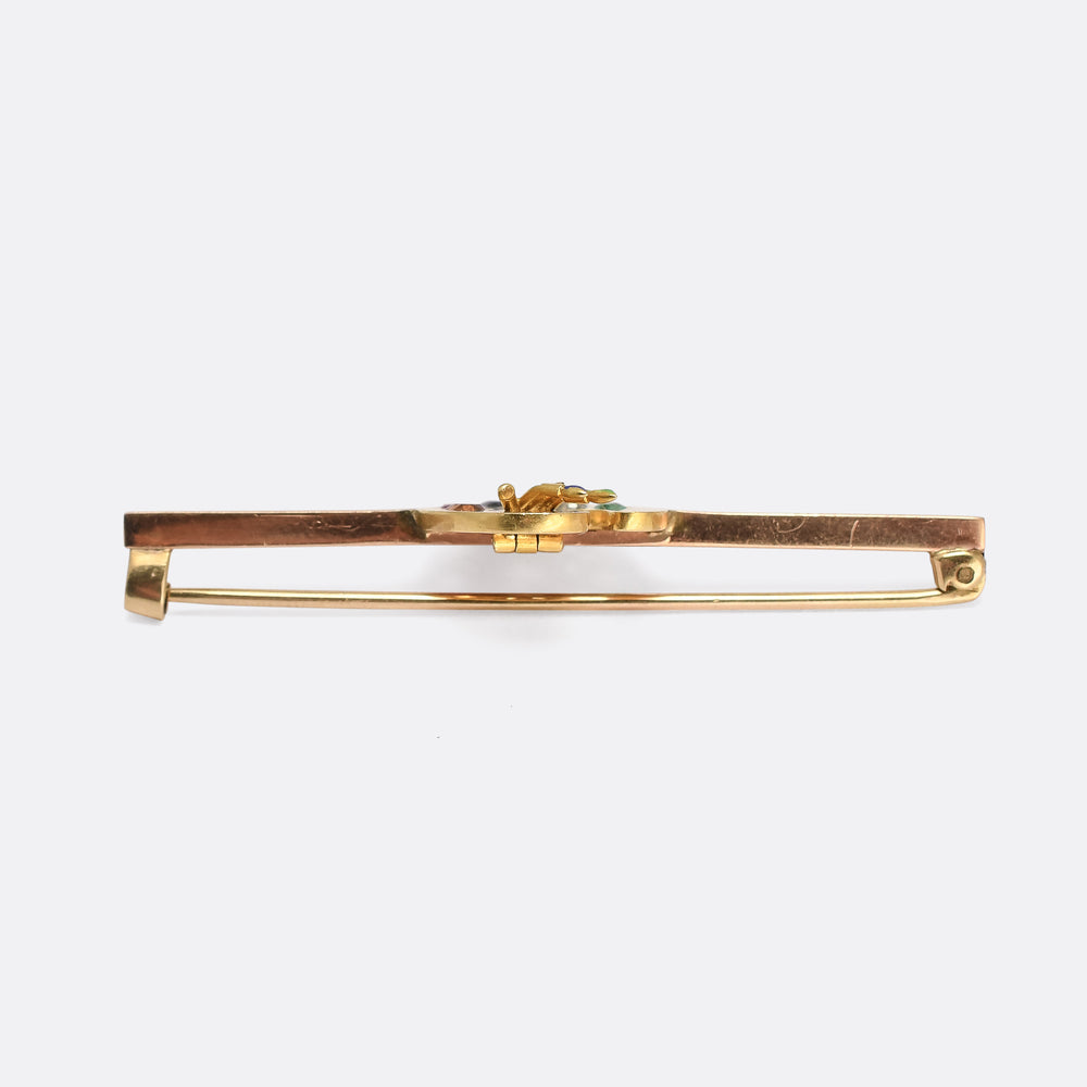 Late Victorian Multigem Artist's Palette Brooch