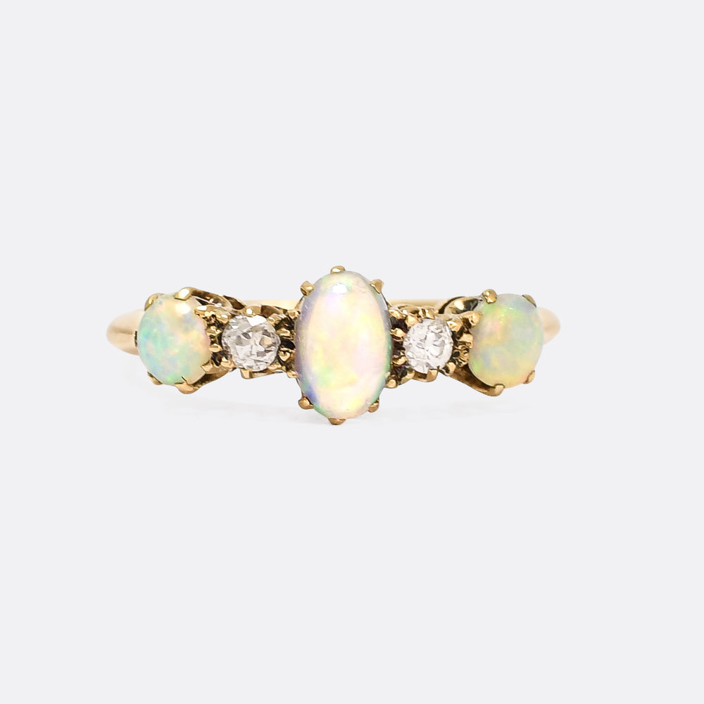 Late Victorian Opal & Diamond 5-Stone Ring