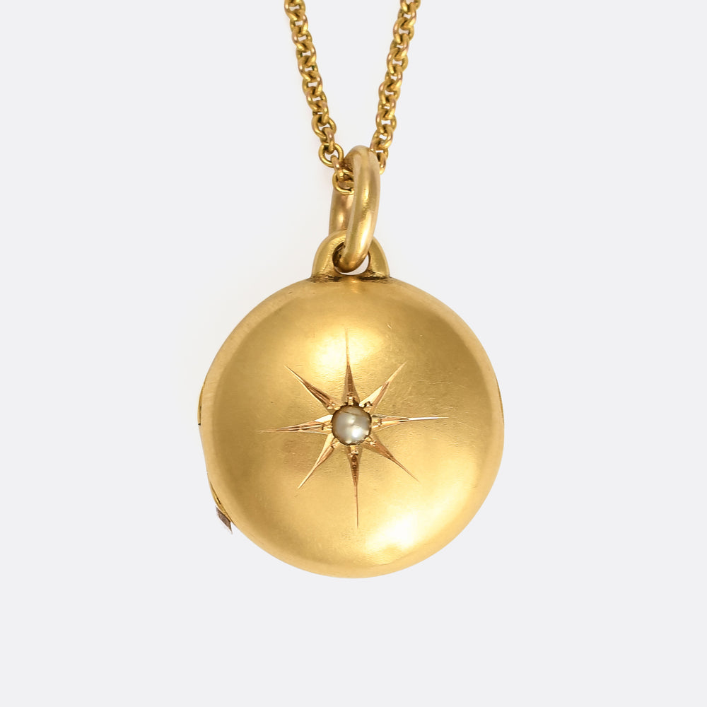 Late Victorian Pearl Star Dome Locket
