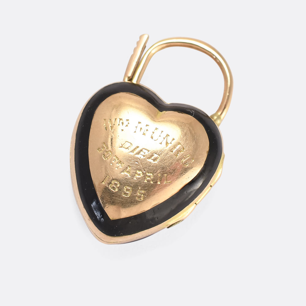 Late Victorian Puffed Heart Padlock Memorial Locket