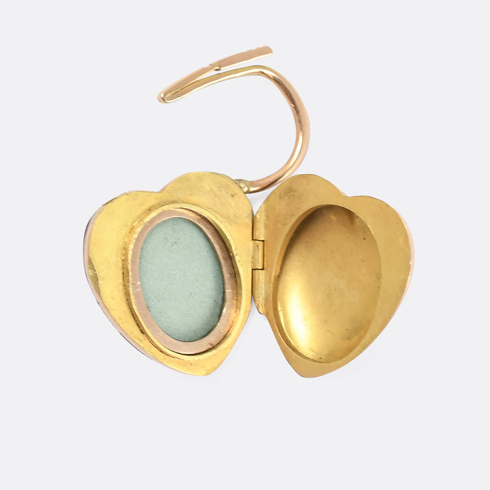 Late Victorian Puffed Heart Padlock Memorial Locket