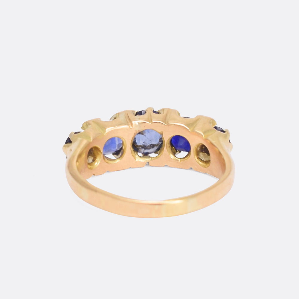 Late Victorian Sapphire & Diamond 5-Stone Ring