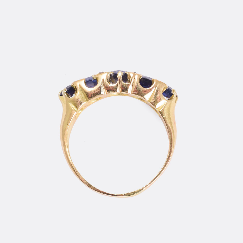 Late Victorian Sapphire & Diamond 5-Stone Ring