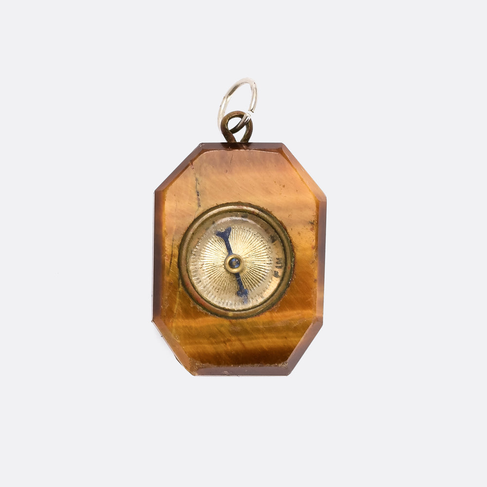 Late Victorian Tiger's Eye Compass Pendant