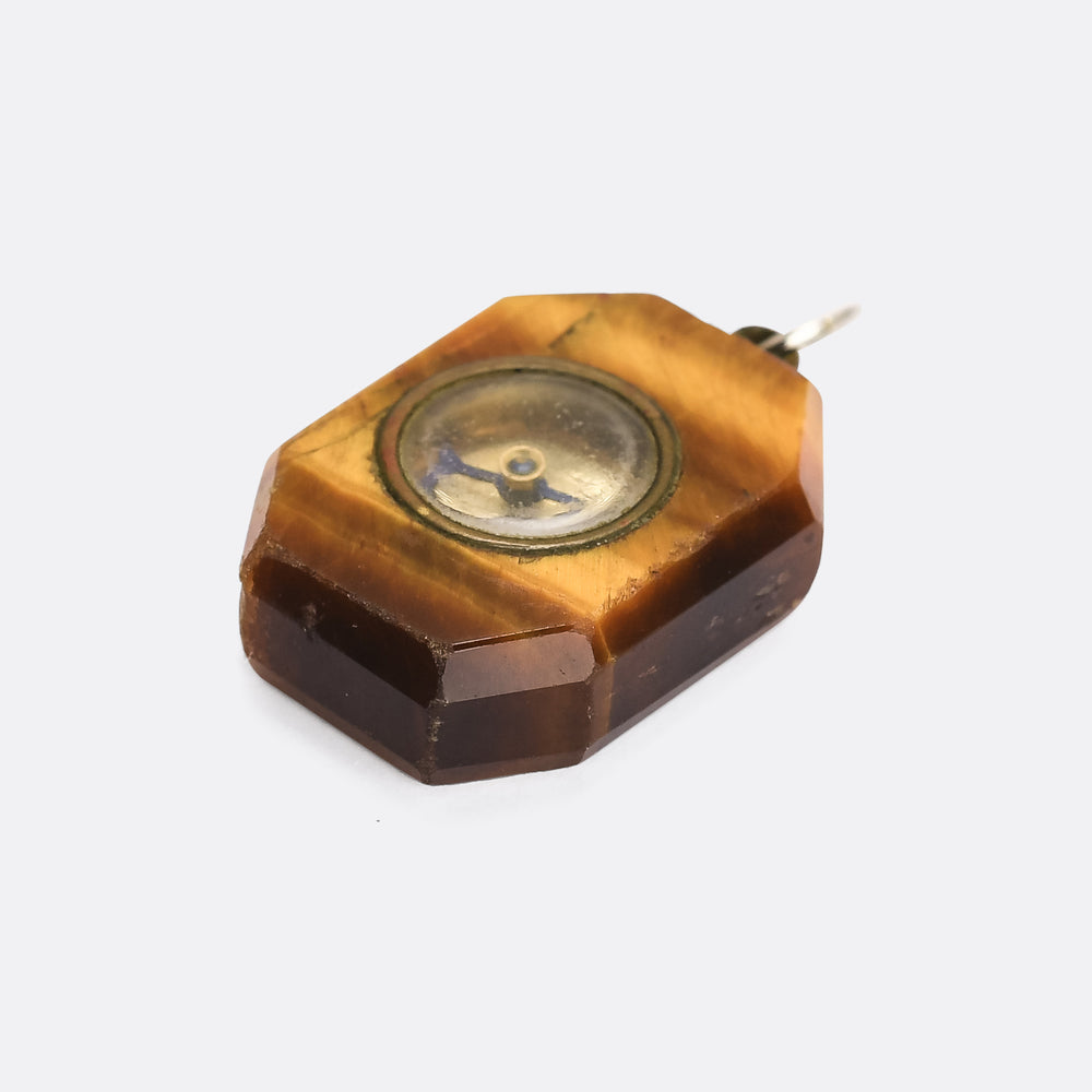 Late Victorian Tiger's Eye Compass Pendant