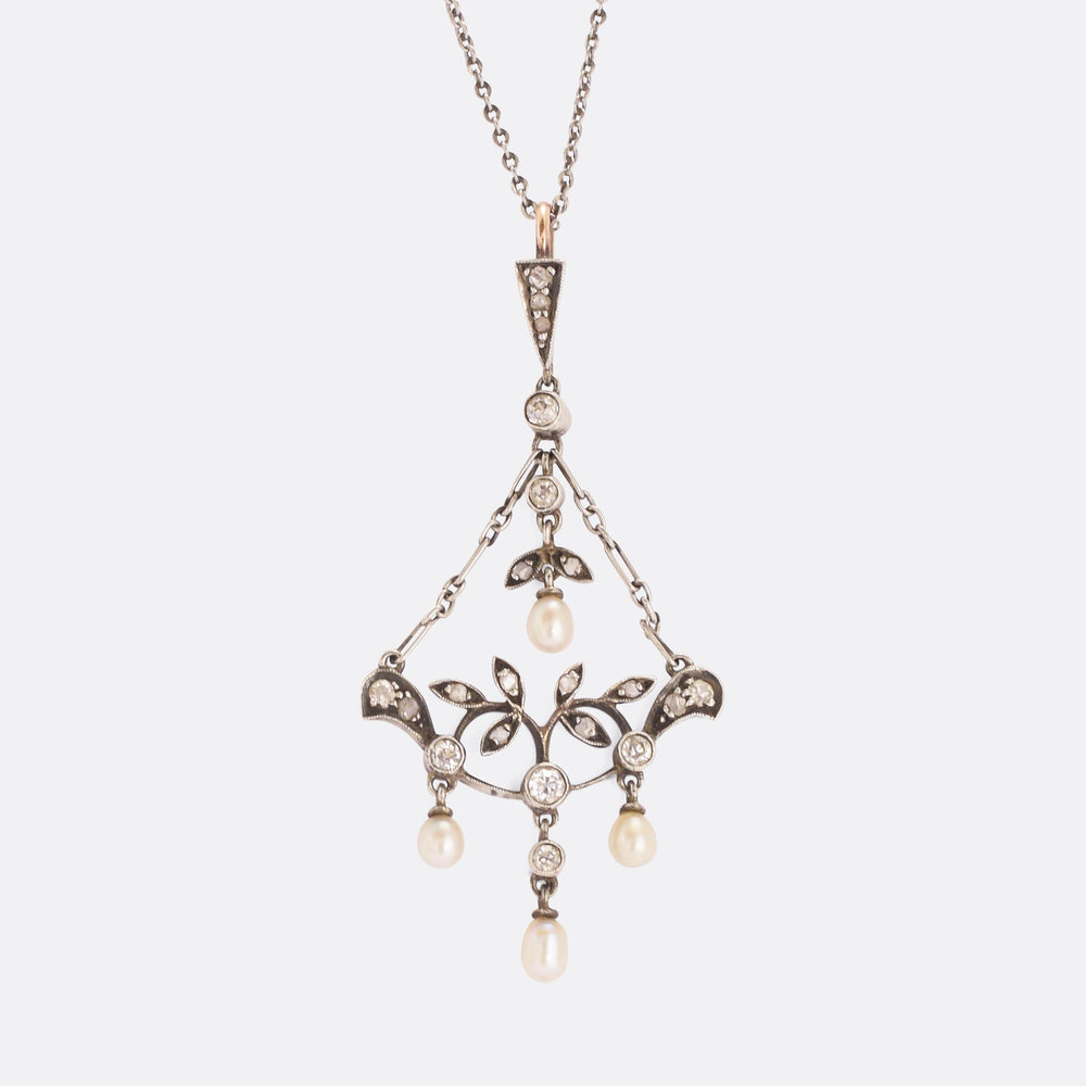 Late Victorian Diamond & Pearl Pendant