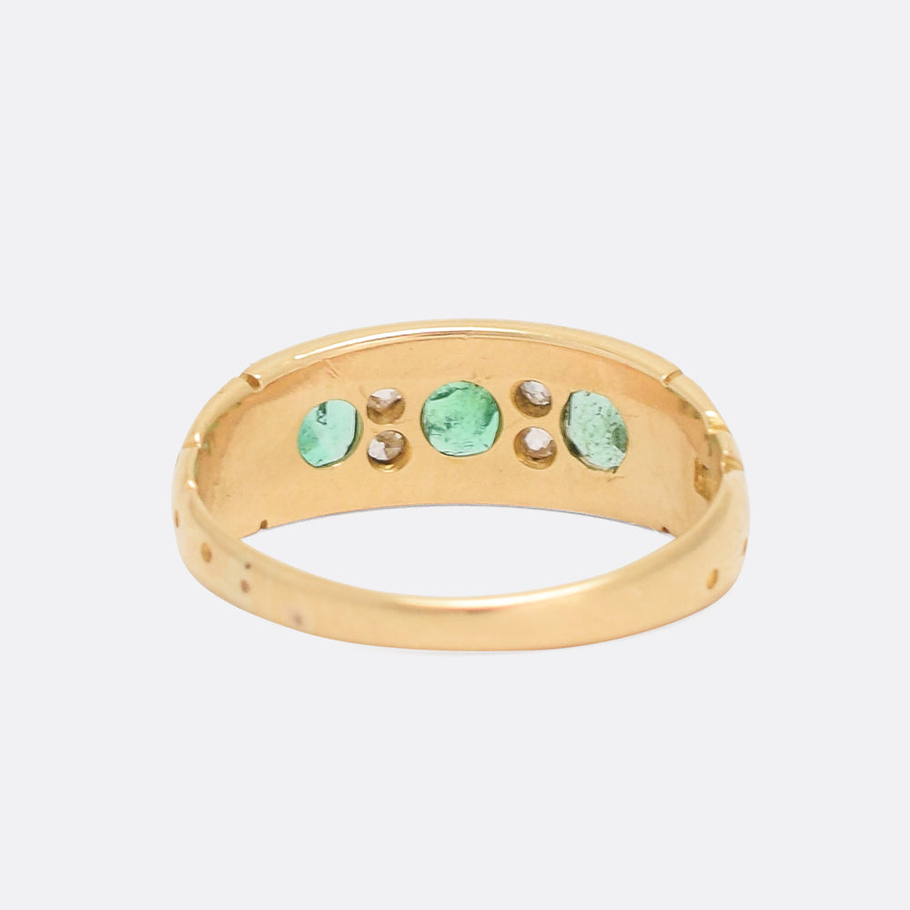 Late Victorian Emerald & Diamond Gypsy Ring