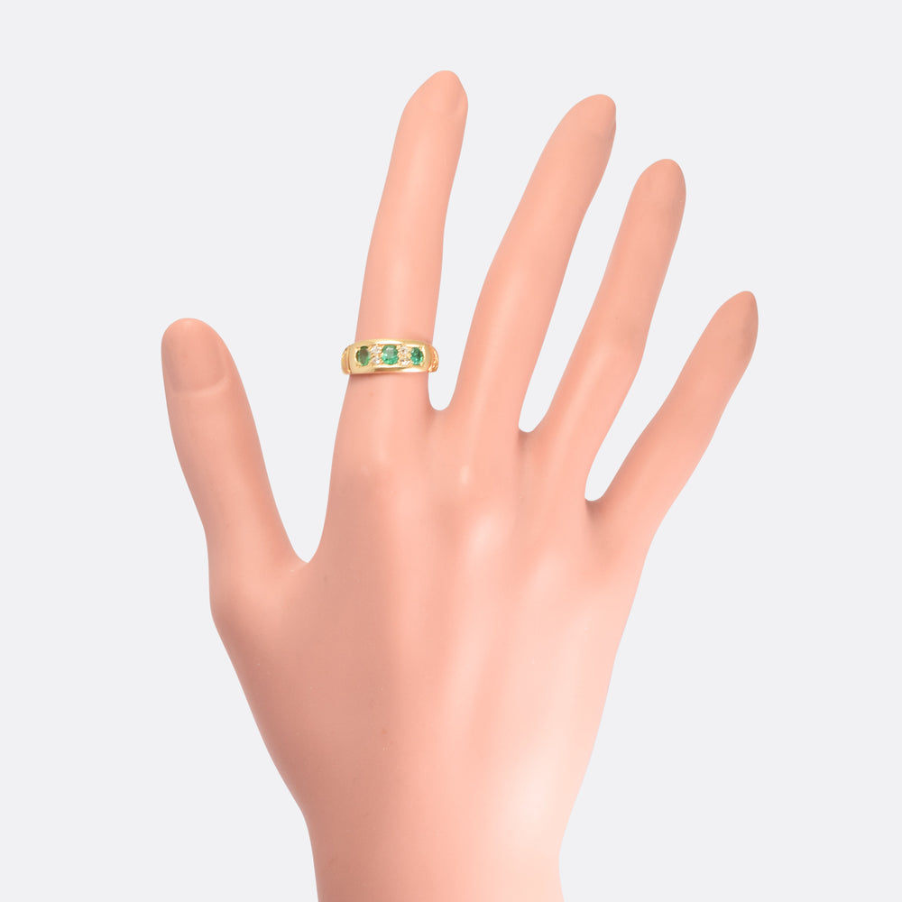 Late Victorian Emerald & Diamond Gypsy Ring