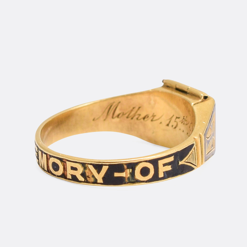 Late Victorian IN MEMORY OF Locket Mourning Ring
