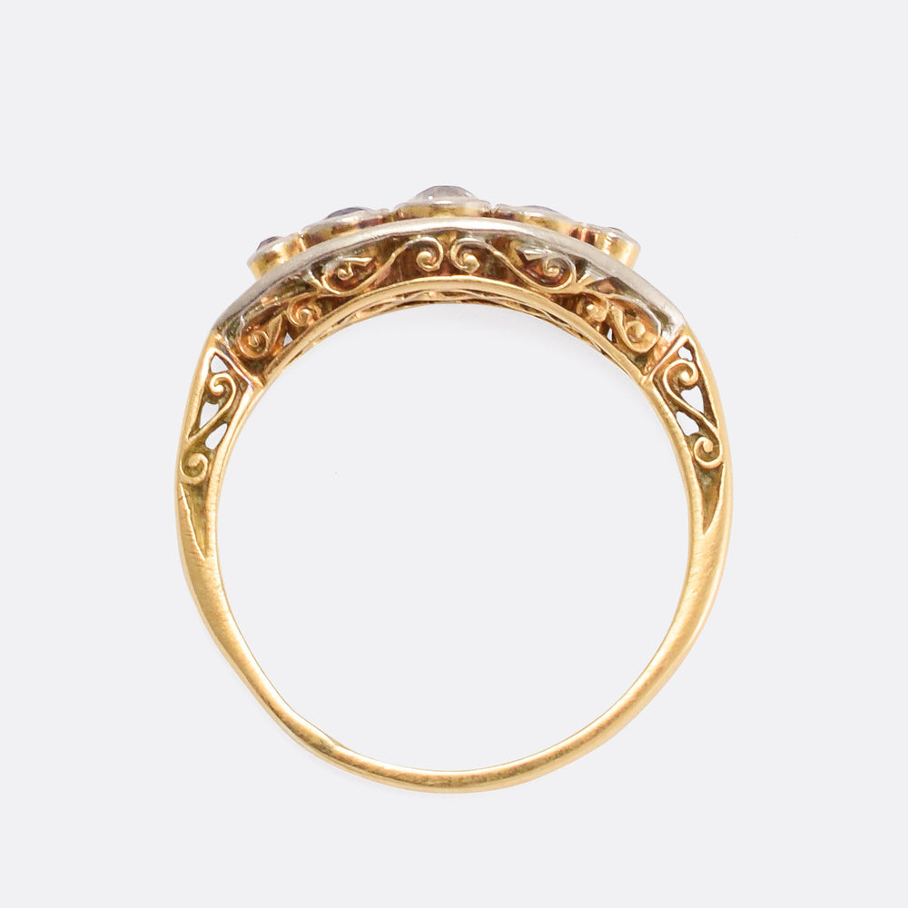 Late Victorian Sapphire & Diamond Boat Ring