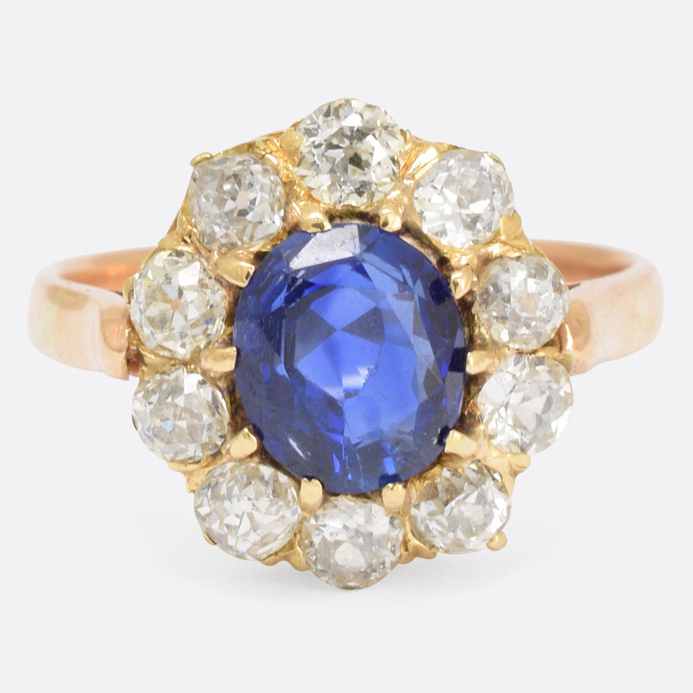 Late Victorian Sapphire & Diamond Cluster Ring