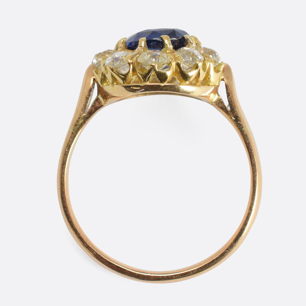Late Victorian Sapphire & Diamond Cluster Ring