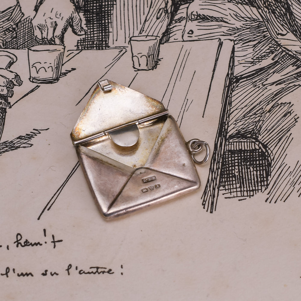 Edwardian Sterling Silver Envelope Pendant